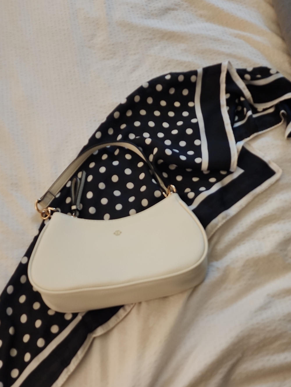 Nanette Lapore White Women's Shoulder Bag with Gold Hardware & Scarf From Laura